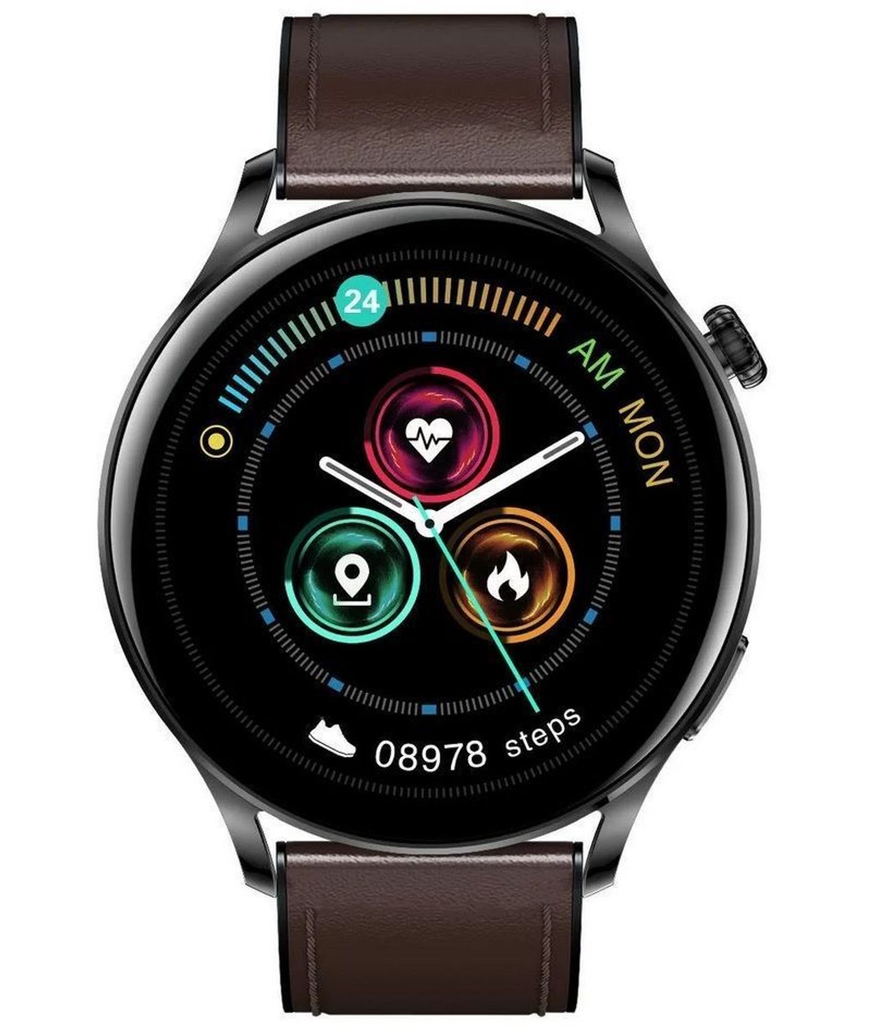 Smartwatch męski Garett skórzany ciemny brąz pasek Men Elegance Ciemny (1).jpg